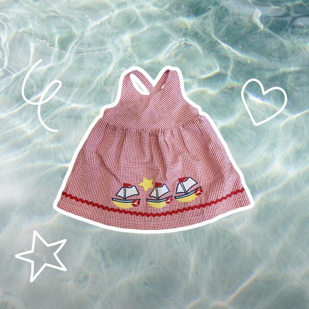 Sunshine Baby Gagnam Dress with Sailboats 24 month. Summer. Beach. Sail.